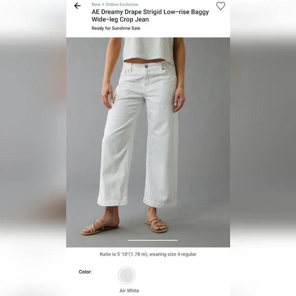 AE Dreamy Drape Stridgid Low Rise Baggy Wide Leg Cropped 6 Long - Picture 3 of 16